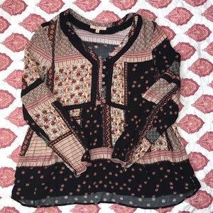 Gibson Latimer Printed Babydoll Blouse